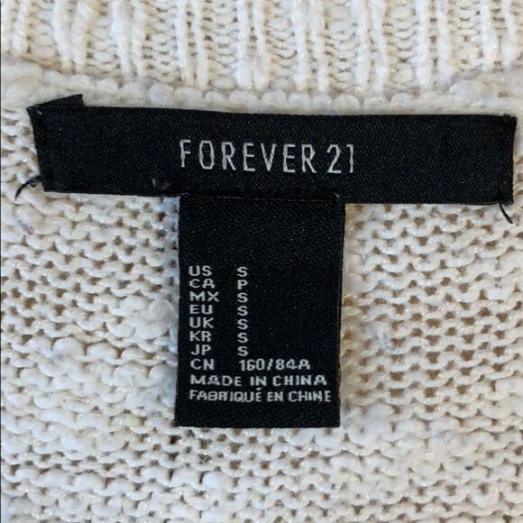Forever 21 Sweater Graphic Amour Solid White Pullover Sweater crew neck size S - Picture 6 of 11